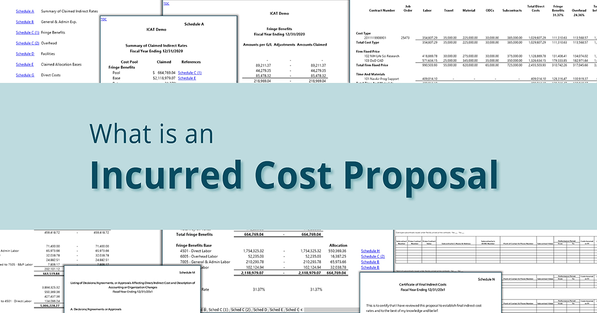 What is an Incurred Cost Proposal header with sample schedules